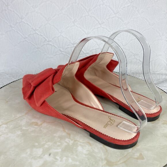 J. Crew Marina Dressy Mule Shoes Red Suede Bow Embellished Coquette Slipon Slide - Picture 7 of 12